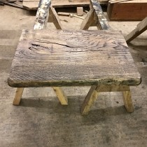 Altholz-Stil, Baumscheibe, Waschtisch, Tischplatte, BROWN, STRUKTUR, Eiche, Baumkante 100x40x4,5cm